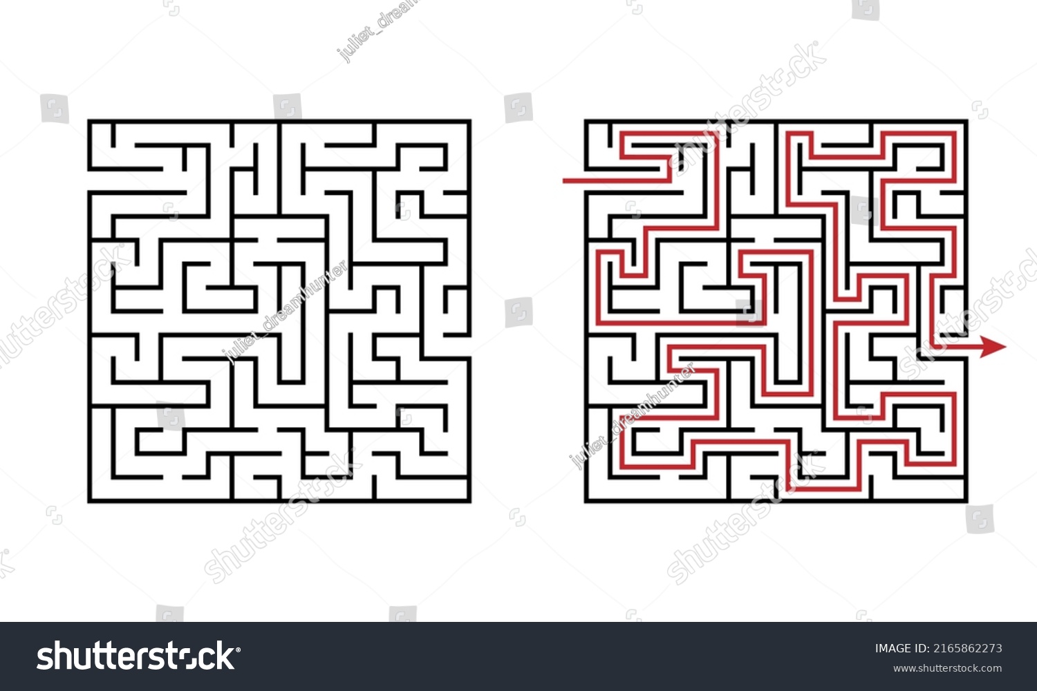 Maze Labyrinth Educational Game Kids Solution Stock Vector (Royalty ...