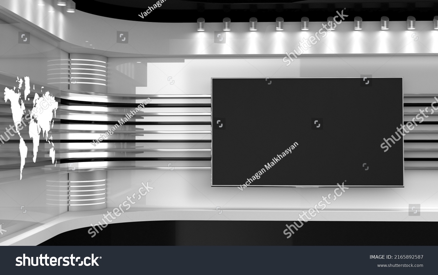 Stock Photo Tv Studio Backdrop For Tv Shows White Background Tv On Wall News Studio The Perfect Backdrop 2165892587 