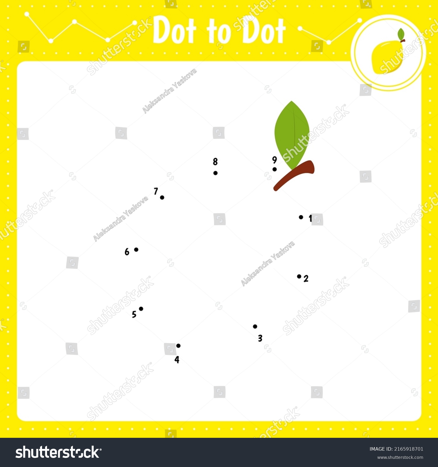 Connect Dots Lemon Vegetable Dot Dot Stock Vector (Royalty Free ...