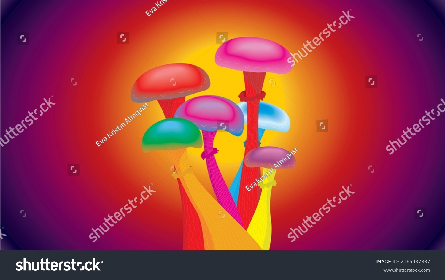 Banner Backround Colorful Psychedelic Magic Mushrooms Stock Vector ...