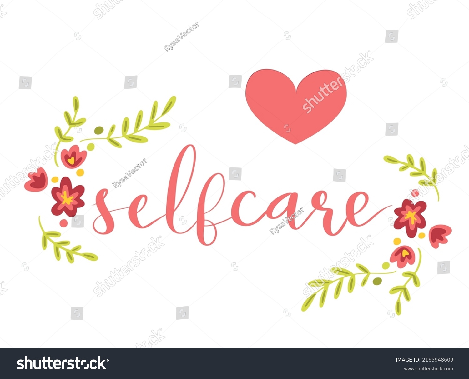 Self Care Hand Drawn Lettering Design Stock Vector (royalty Free 