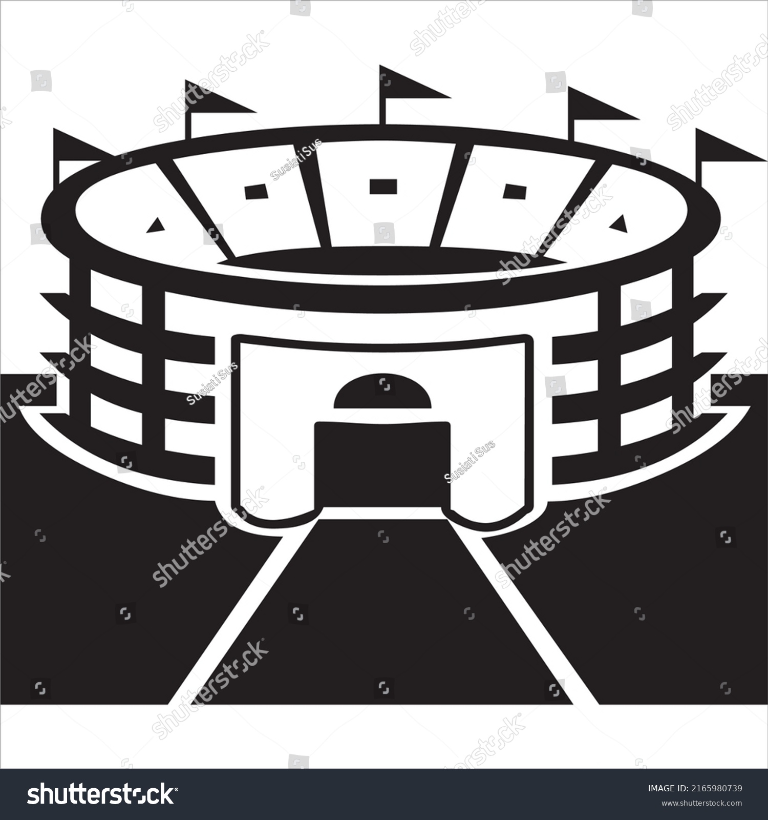 Vector Image Stadium Icon Black White Stock Vector (Royalty Free ...