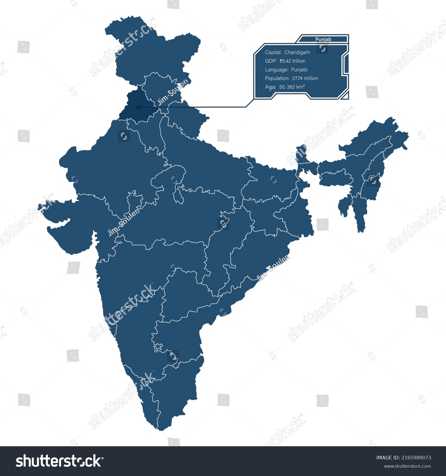 Punjab Highlighted On Indian Map Holographic Stock Vector (Royalty Free ...