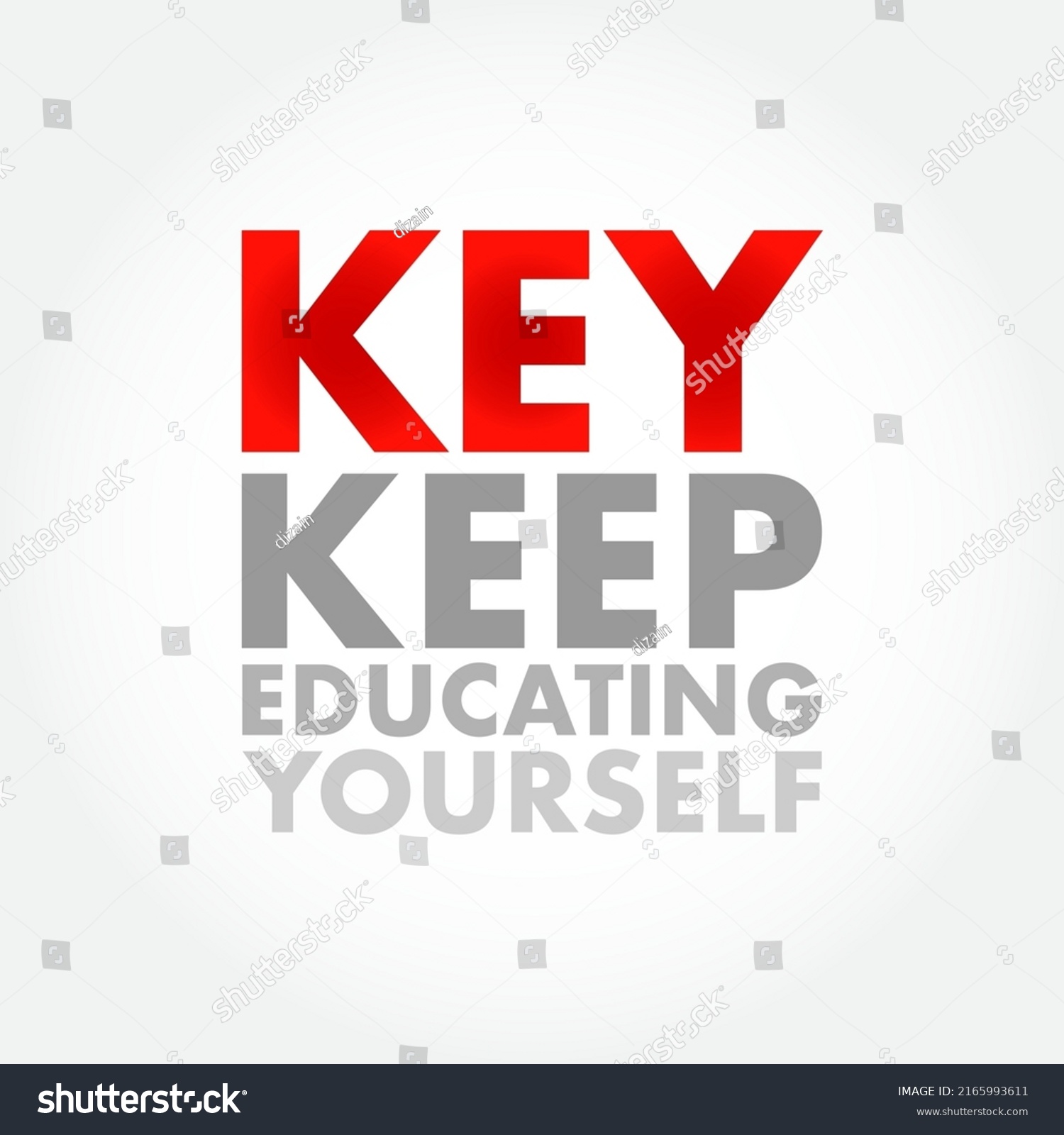 Key Keep Educating Yourself Acronym Education Stock Vector (Royalty ...