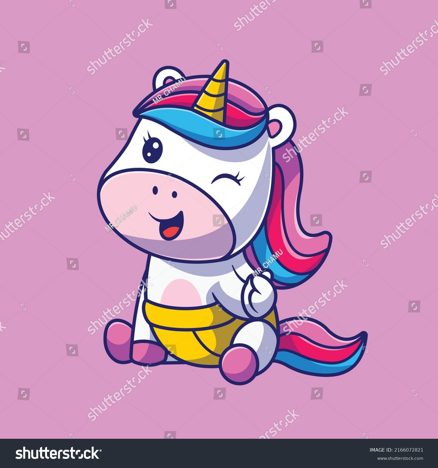 Cute Baby Unicorn Cartoon Vector Icon Stock Vector (Royalty Free ...