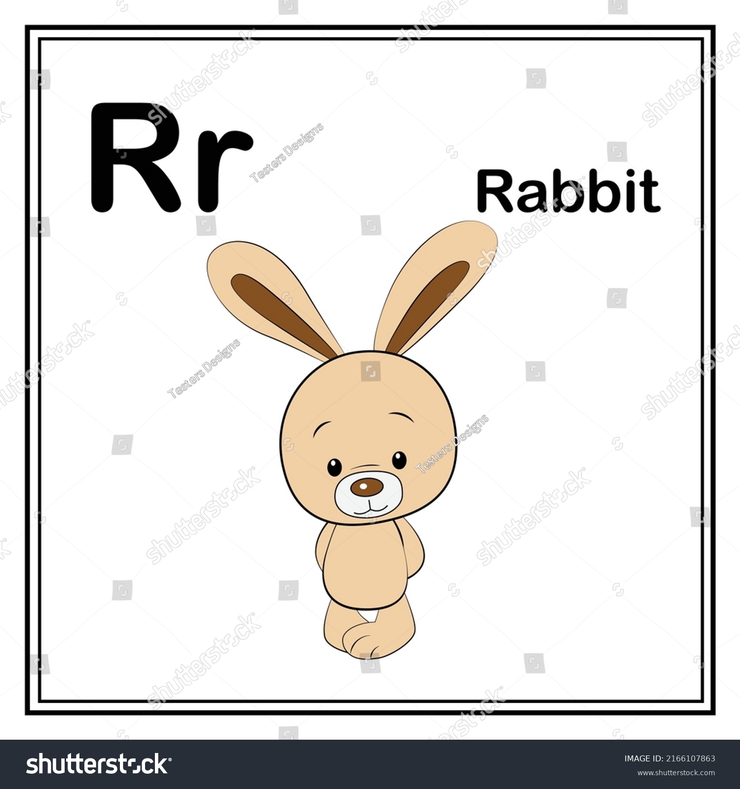 Cute Children Abc Animal Alphabet R Stock Vector (Royalty Free ...