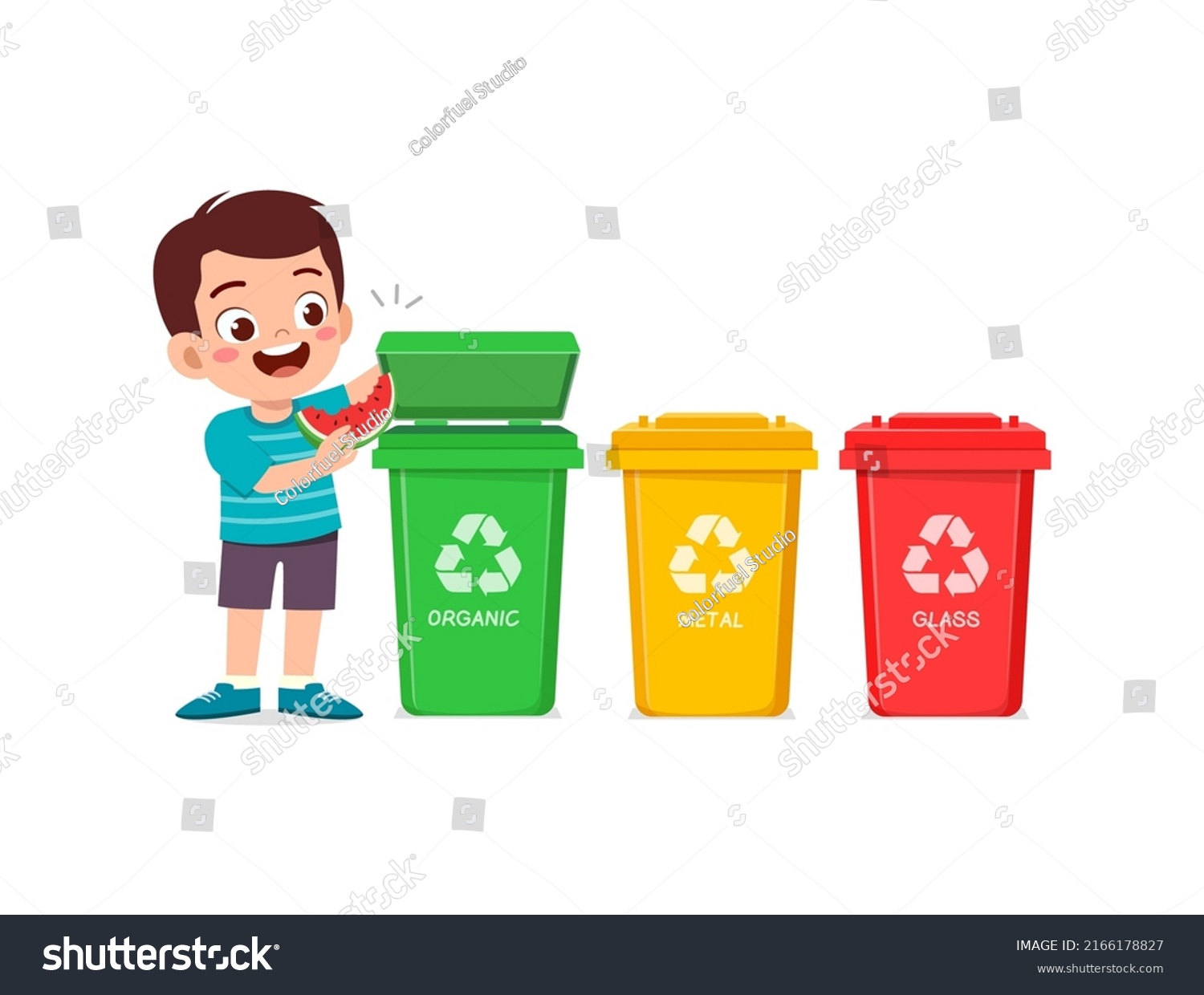 Little Kid Throw Organic Waste Recycle Stock Vector (Royalty Free ...