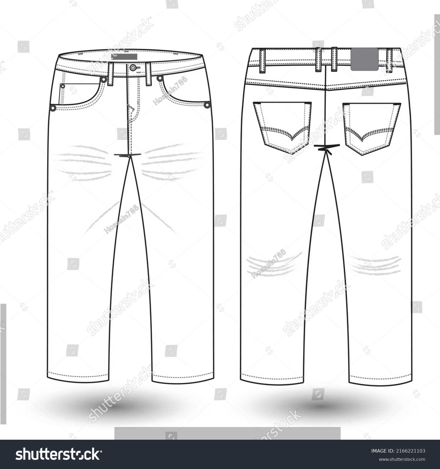 Mens Denim Long Pant Fashion Flat Stock Vector (Royalty Free ...