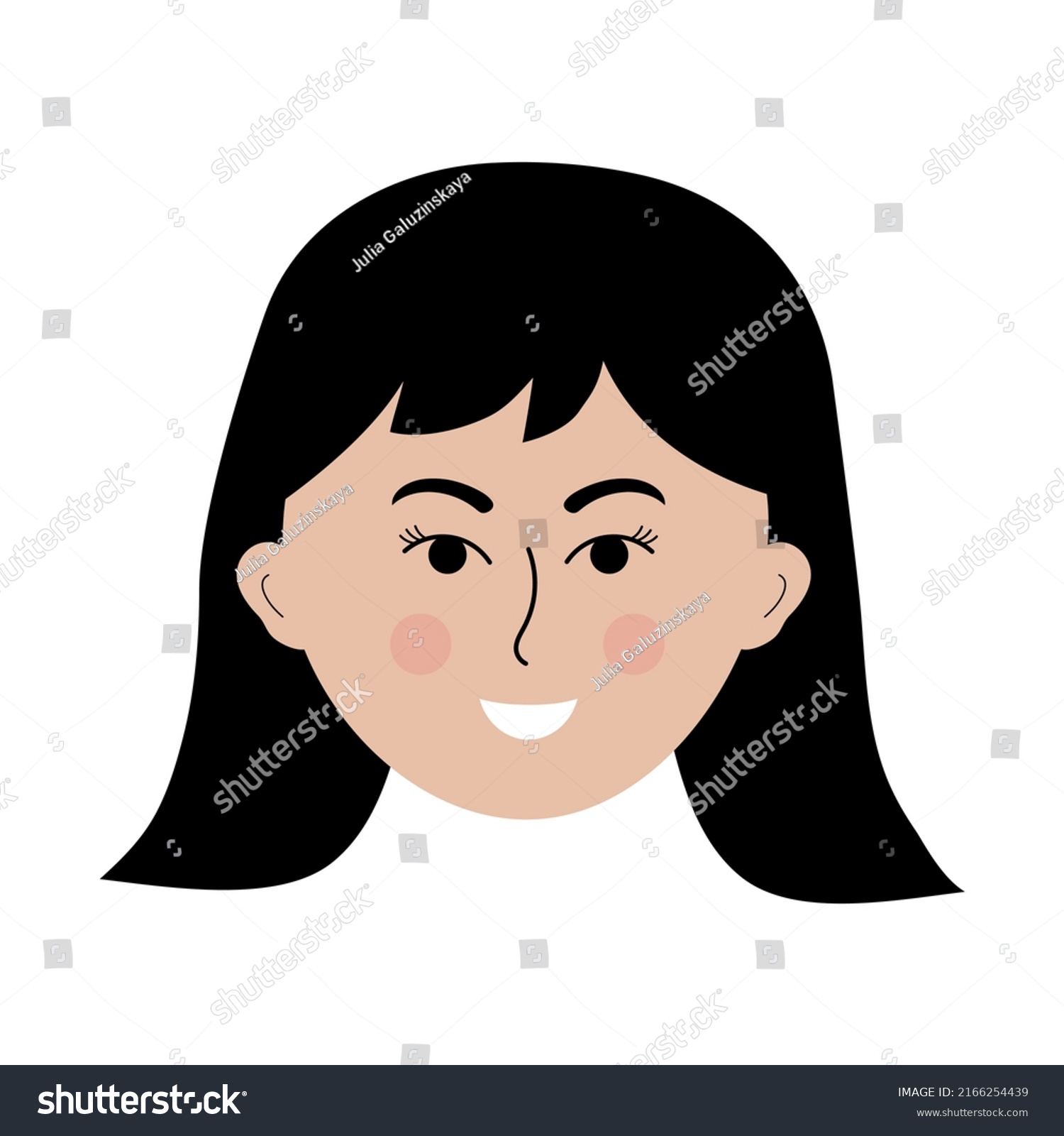 Asian Woman Face Doodle Style Colorful Stock Vector (Royalty Free ...