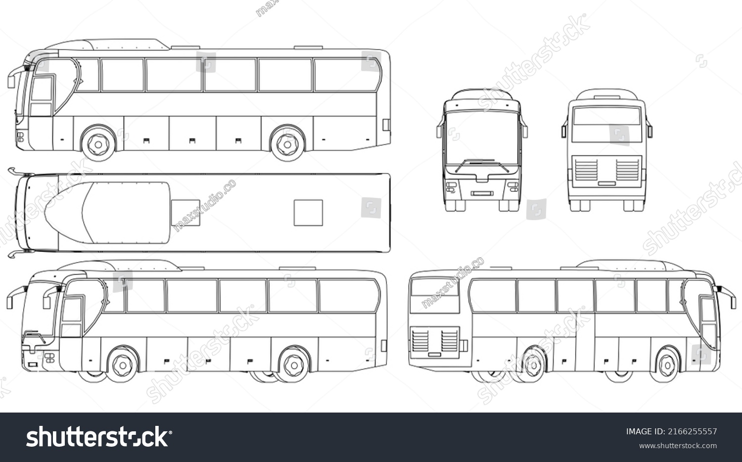 Bus Hand Drawing Sketch Black White Stock Illustration 2166255557 ...