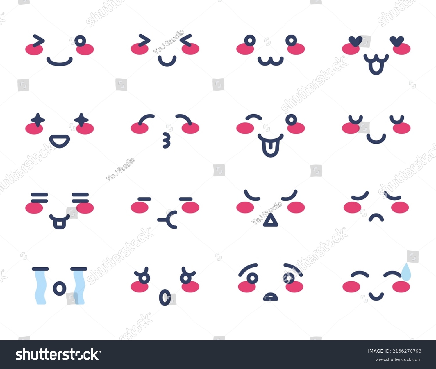 Cute Kawaii Cartoon Character Mascot Face Stock Vector Royalty Free Shutterstock