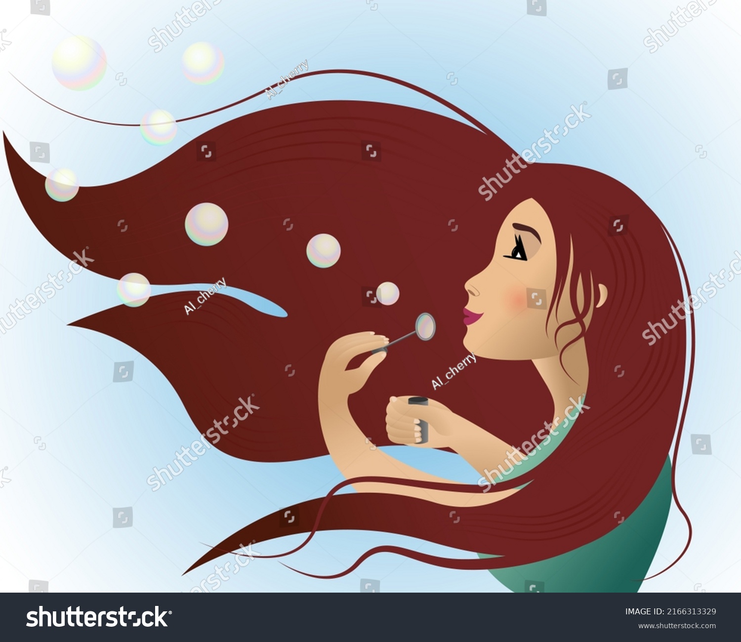 Girl Blowing Bubbles Vector Illustration Flat Stock Vector (Royalty ...