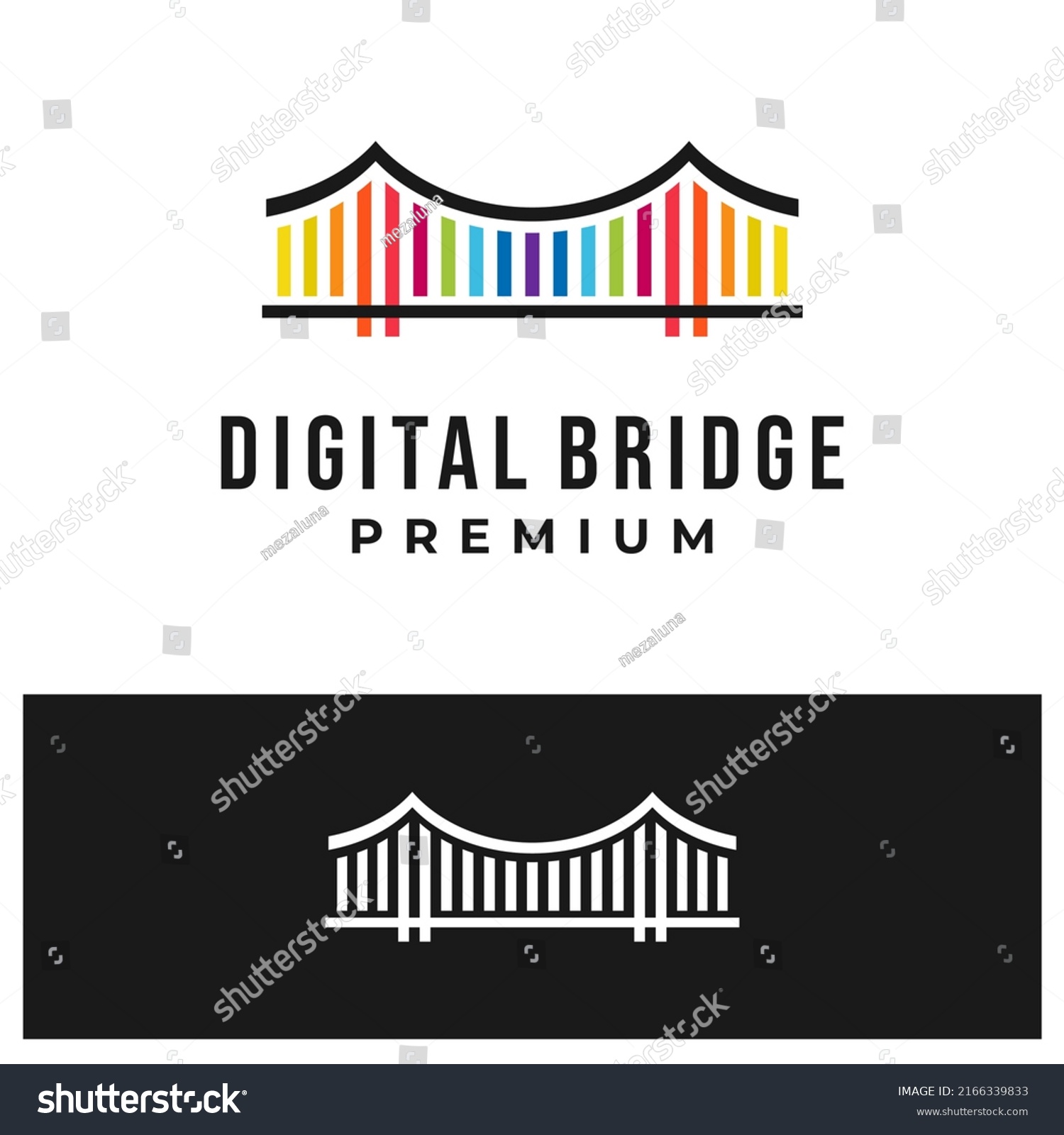 Vector Illustration Logo Abstract Digital Bridge Stock Vector (Royalty