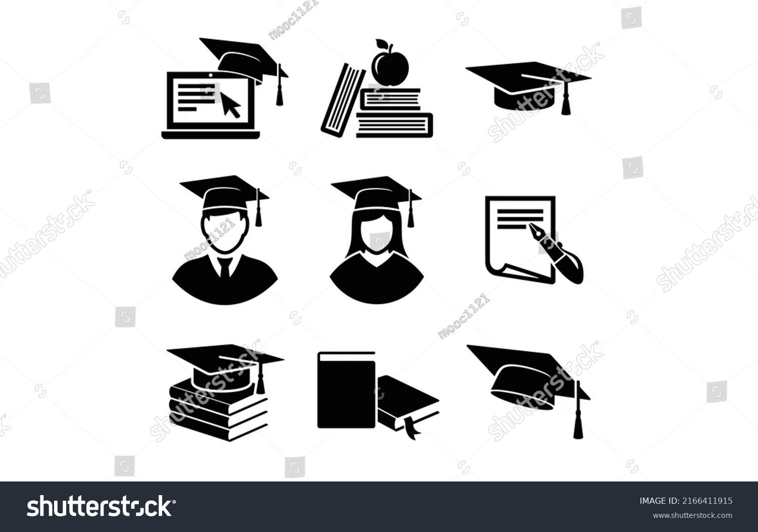 Graduate Student Design Logo Black White Stock Vector (Royalty Free ...