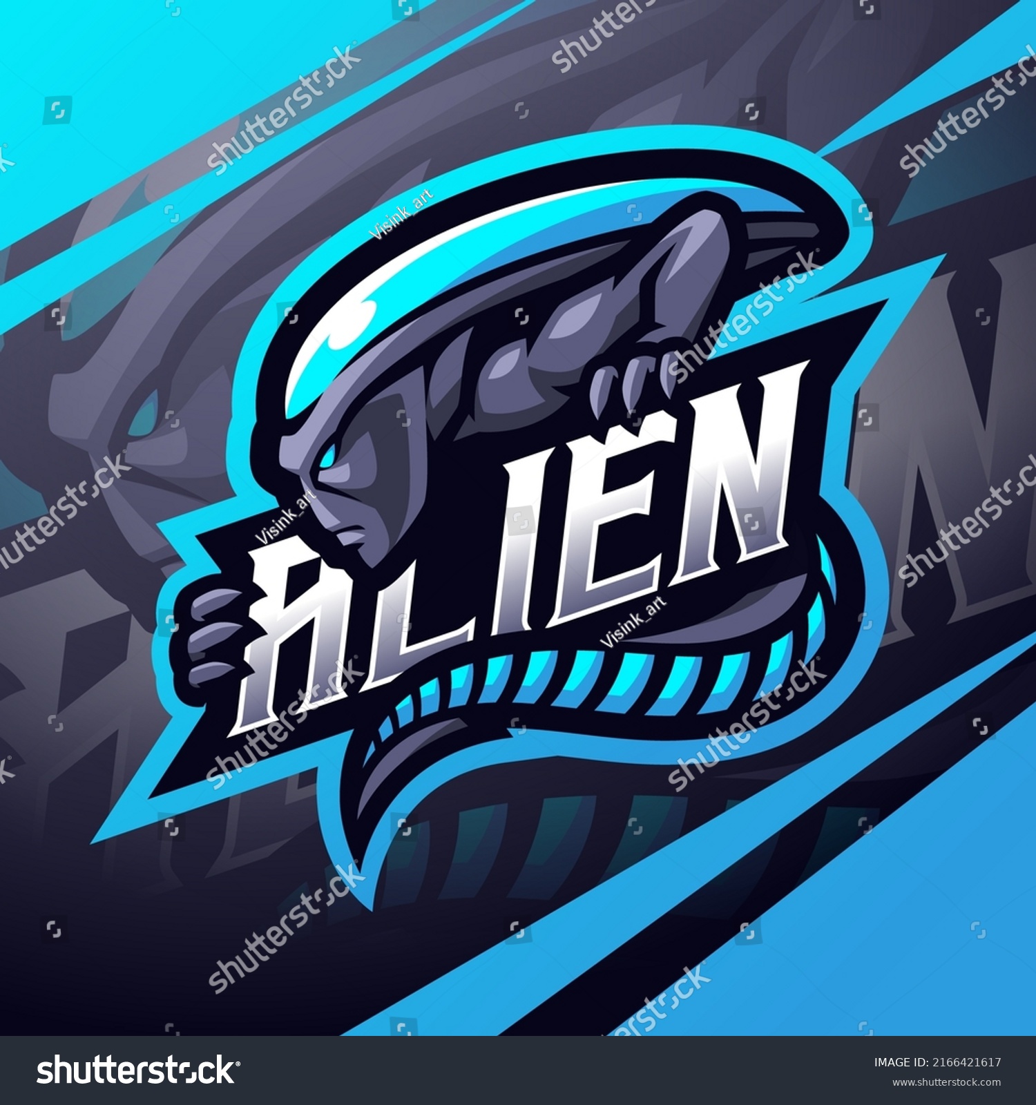 Alien Esport Mascot Logo Design Stock Vector Royalty Free 2166421617