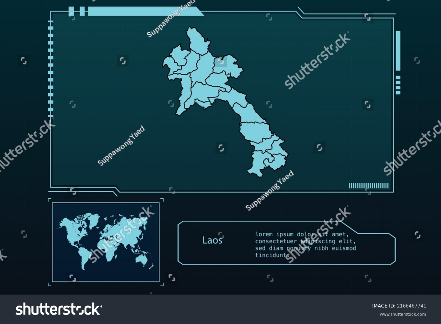 Laos Map Futuristic Infographic Map Element Stock Vector Royalty Free   Stock Vector Laos Map Futuristic Infographic Map Element Collection Background 2166467741 