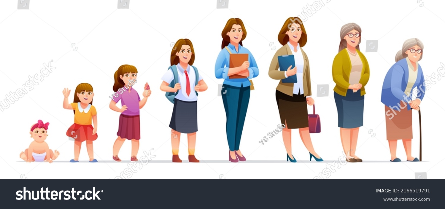 Woman Life Cycle Vector Character Human Stock Vector (Royalty Free ...