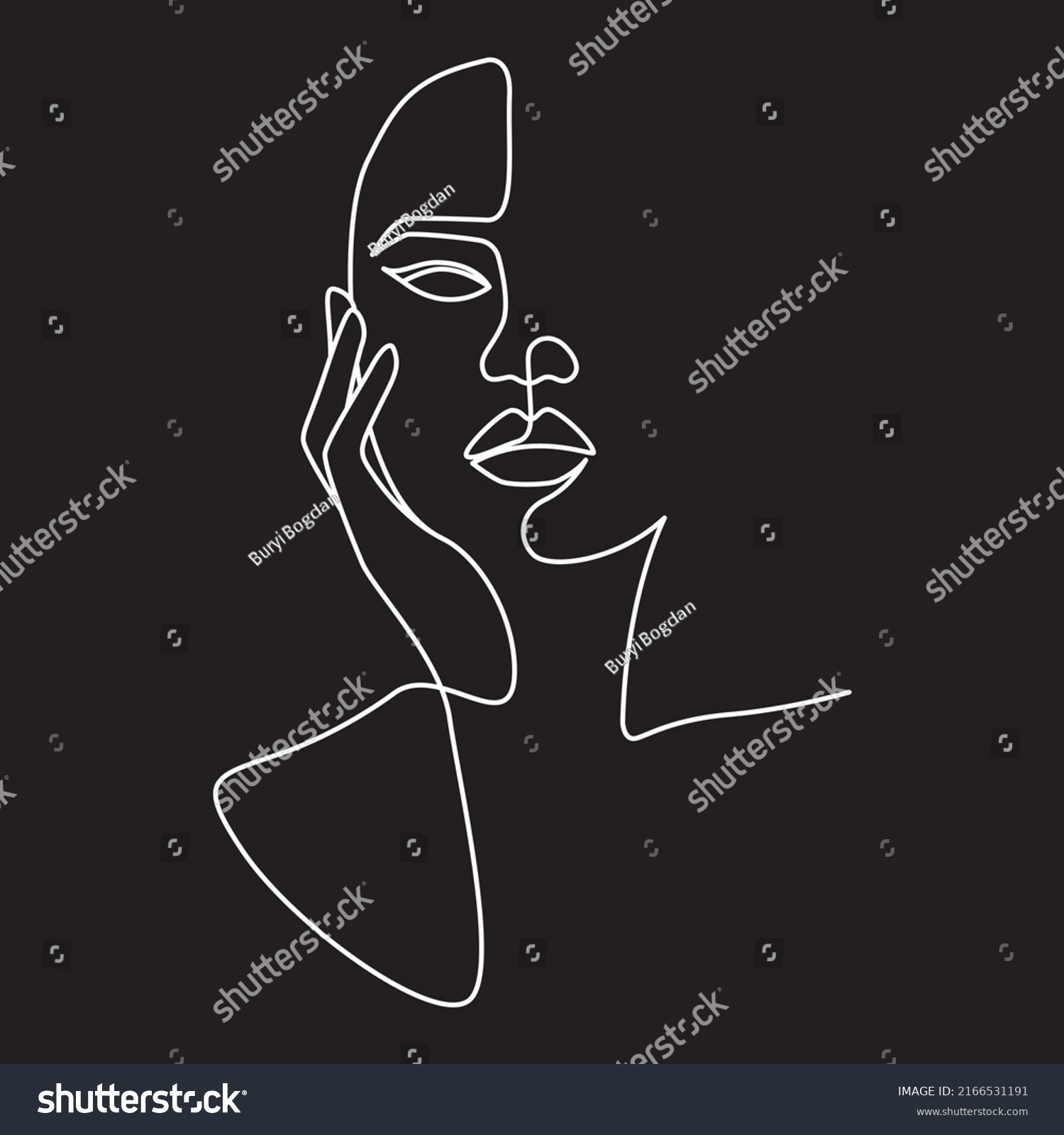 Minimalistic Silhouette Woman Sensual Female Face Stock Vector Royalty Free