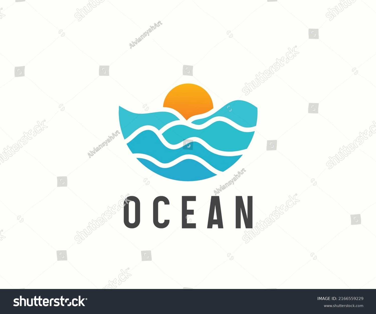 Ocean Sunset Logo Design Template Stock Vector (Royalty Free ...