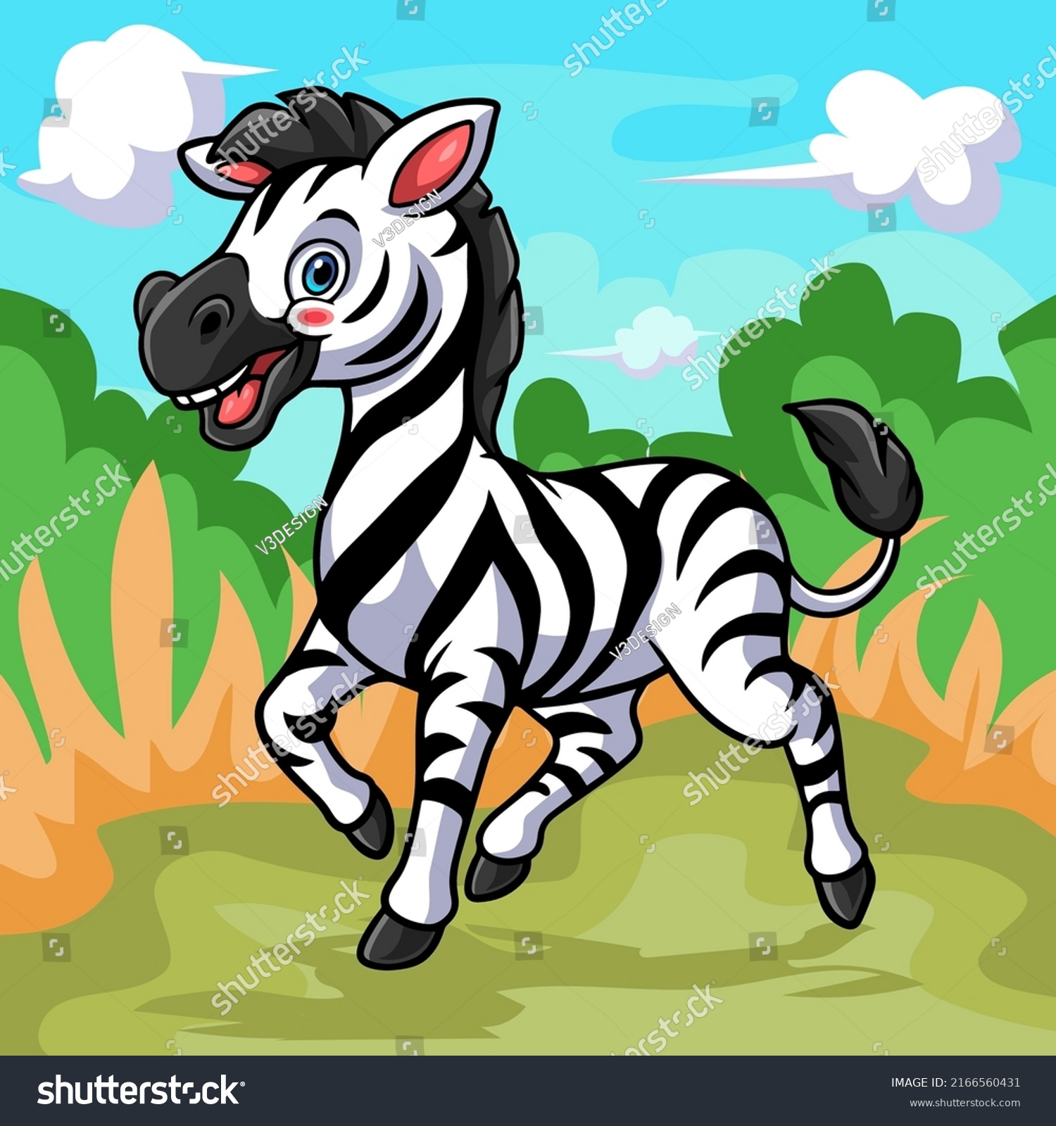 Cute Zebra Cartoon Isolated On Wonderful Stock Vector (Royalty Free ...