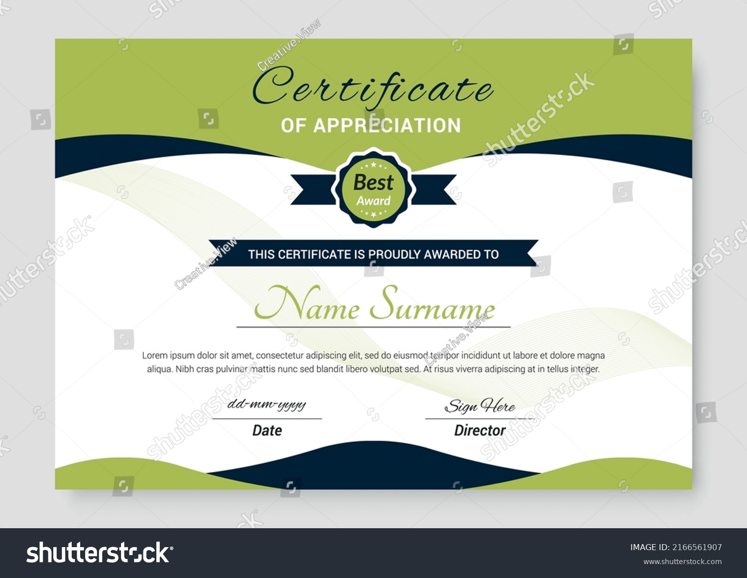 Professional Modern Award Certificate Design Template Stock Vector ...