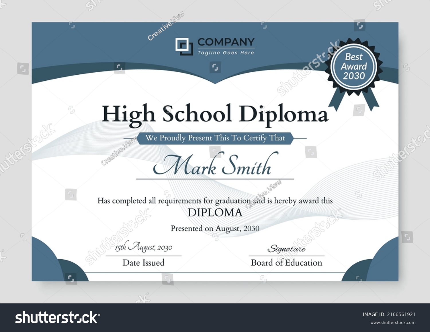 Professional Modern Award Certificate Design Template Stock Vector ...