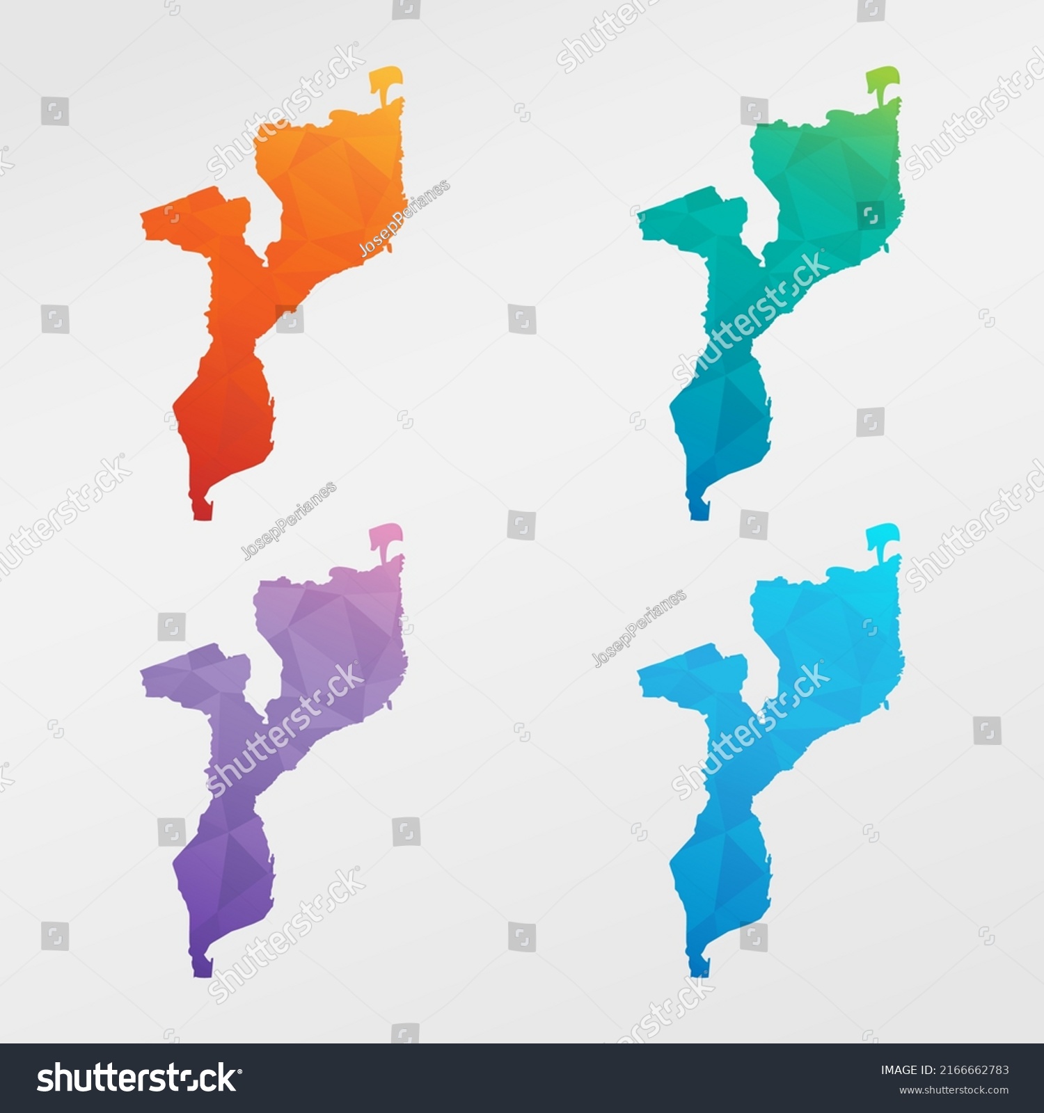 Mozambique Low Poly Map Clip Art Stock Vector Royalty Free 2166662783