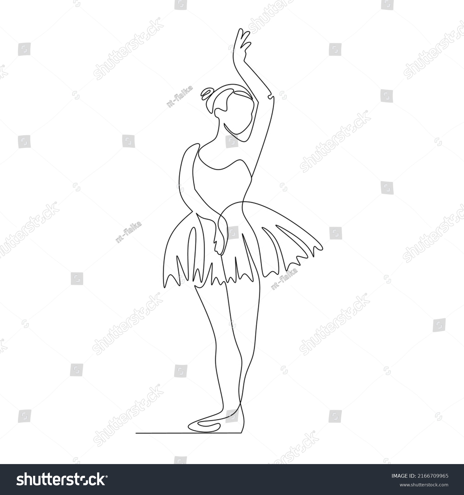 Vector Illustration Ballerina Drawn Line Art Stock Vector (royalty Free 