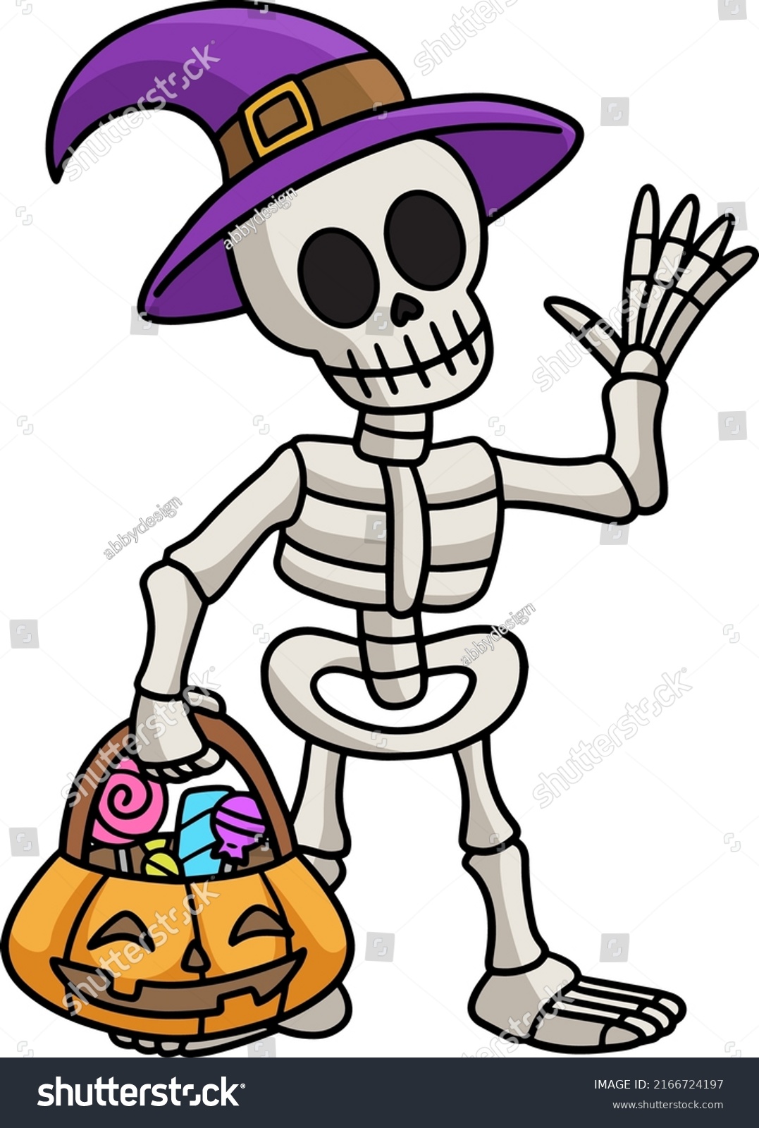 Skeleton Halloween Cartoon Colored Clipart Stock Vector (Royalty Free ...