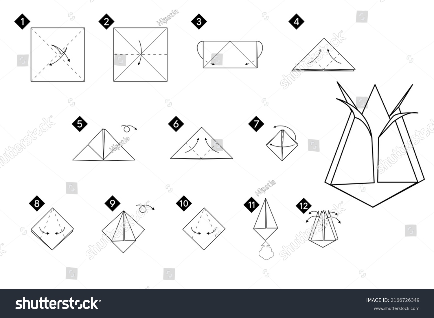 How Make Origami Tulip Flower Step Stock Vector (Royalty Free ...