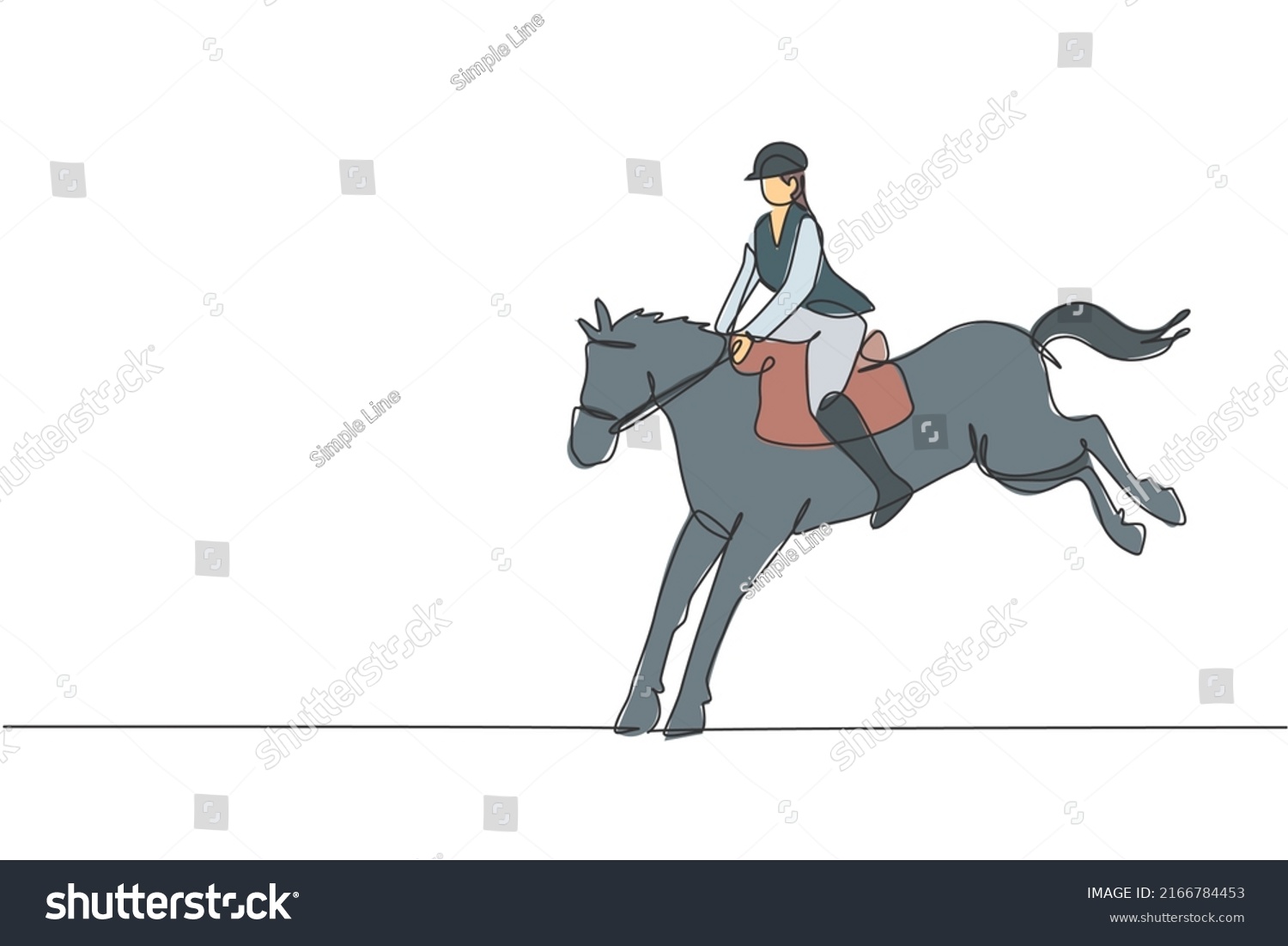 One Single Line Drawing Young Horse Stock Vector (Royalty Free ...