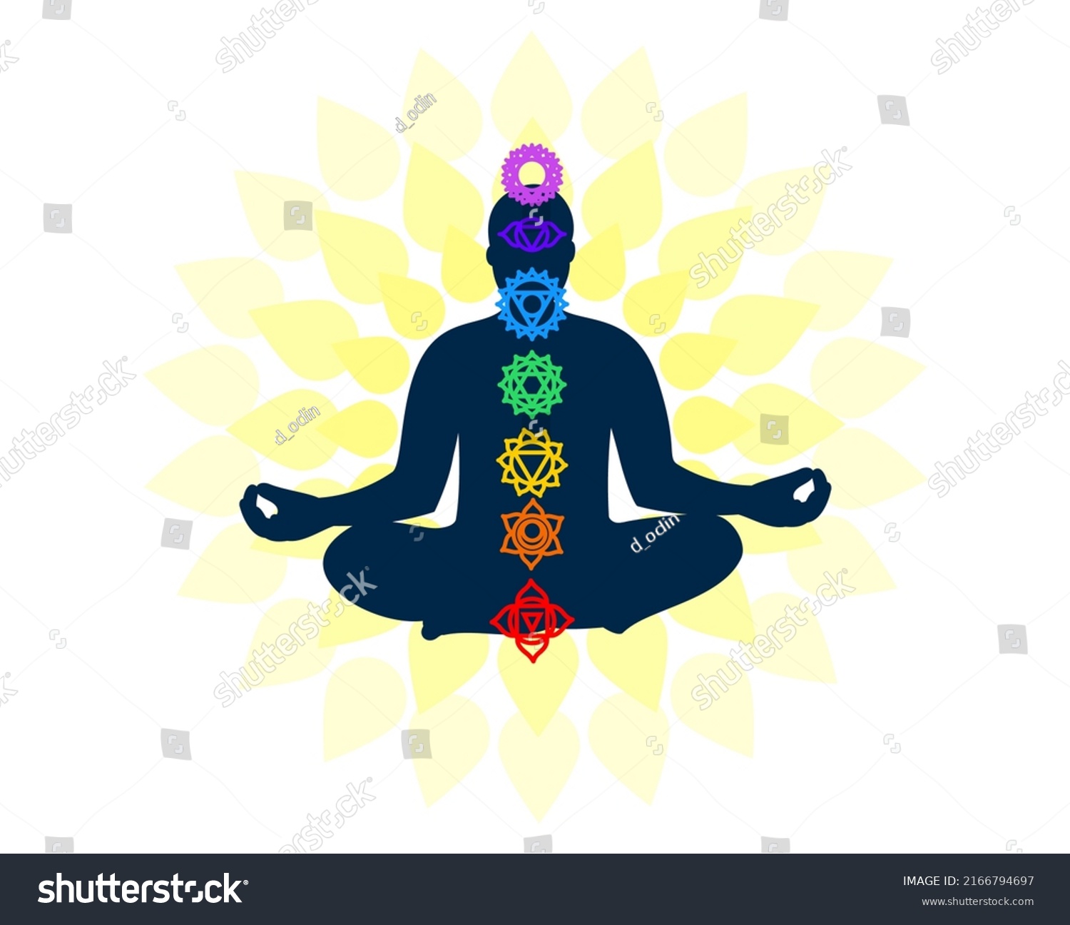 System Seven Chakras Silhouette Man Meditating Stock Vector Royalty Free Shutterstock