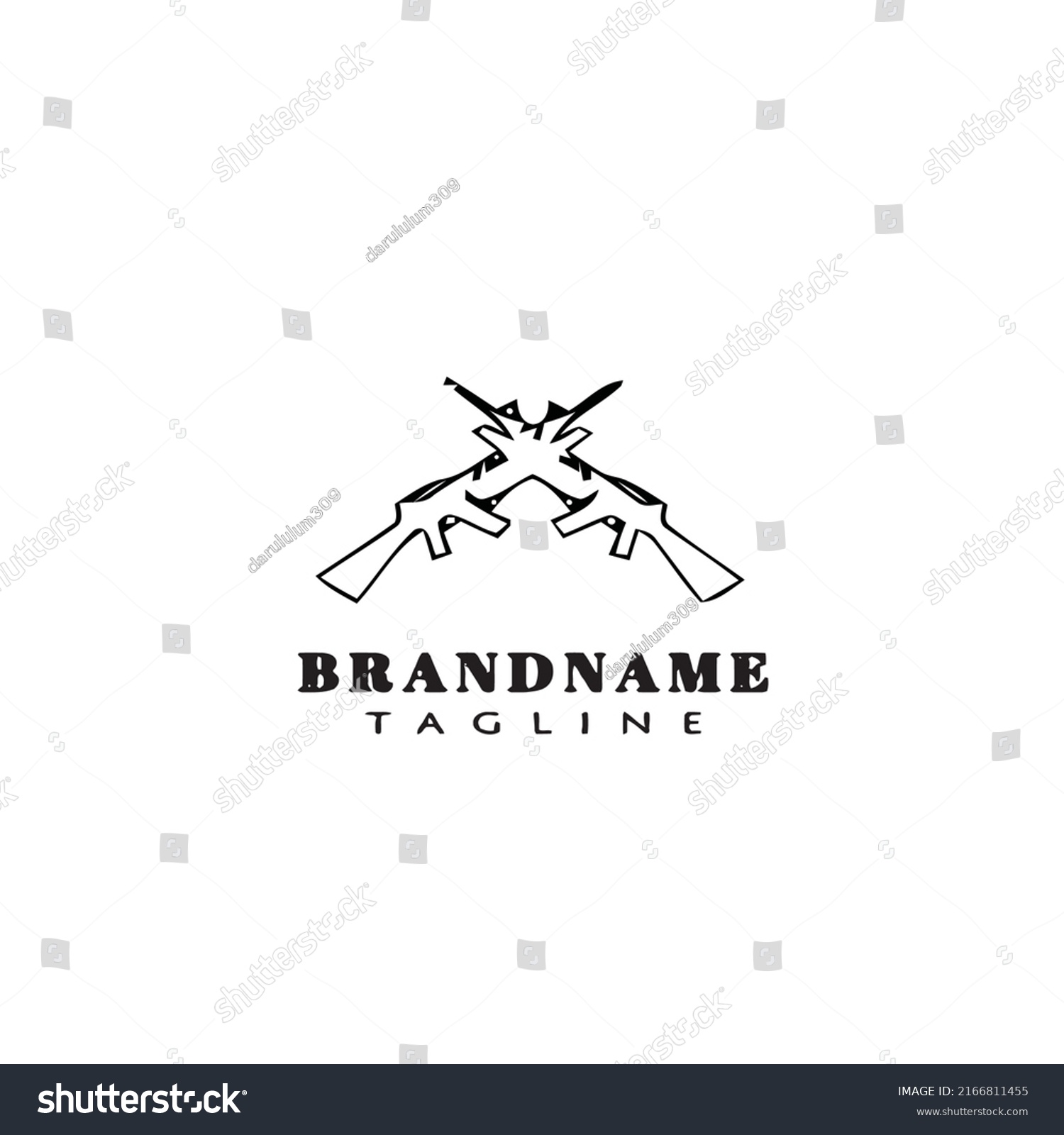 Crossed Gun Logo Cartoon Design Template Stock Vector (royalty Free 