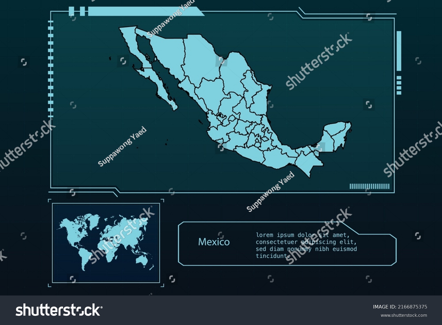 Mexico Map Futuristic Infographic Map Element Stock Vector Royalty   Stock Vector Mexico Map Futuristic Infographic Map Element Collection Background 2166875375 