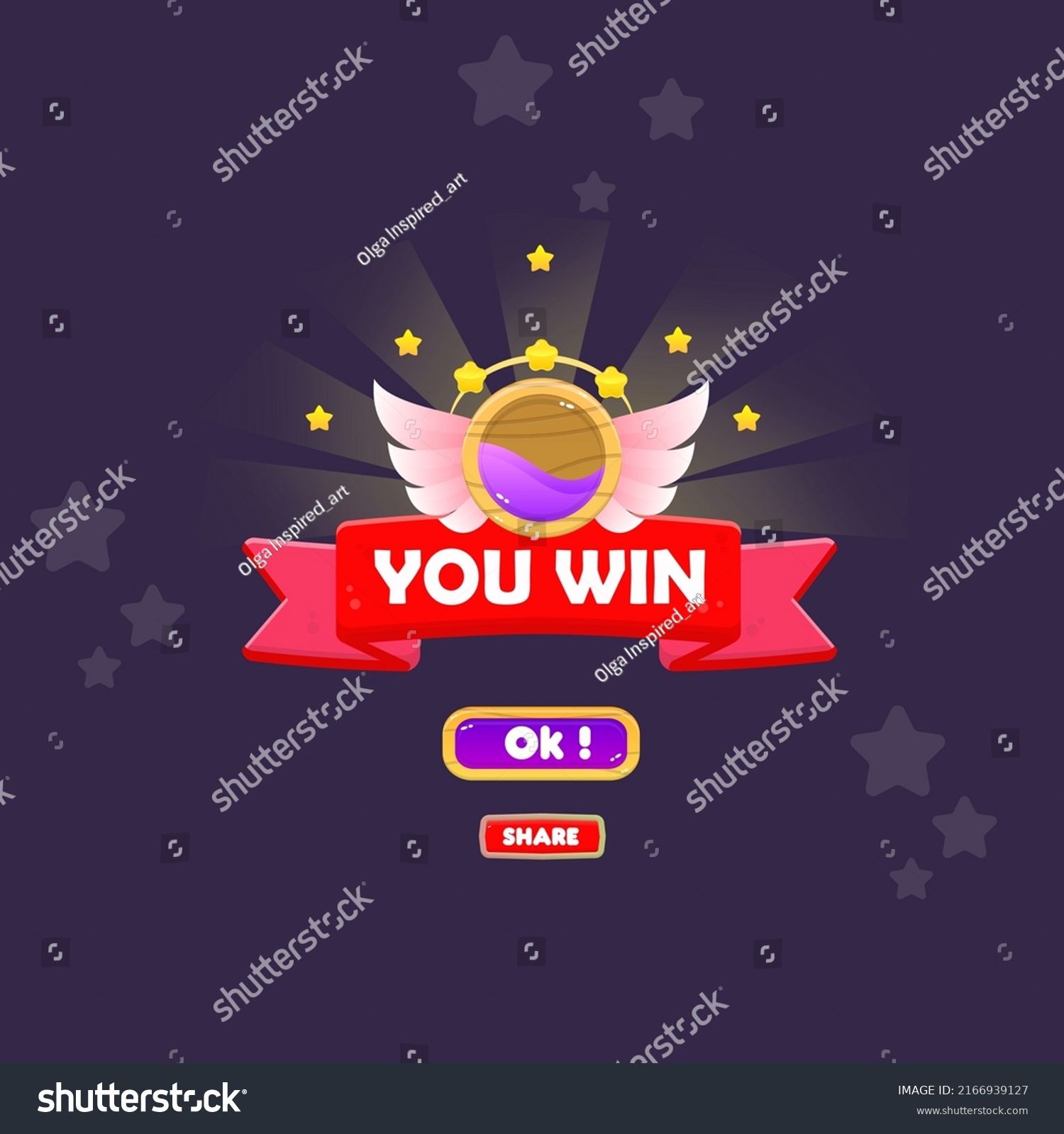 You Win Game Ui Badge Pop Stock Vector (Royalty Free) 2166939127 ...