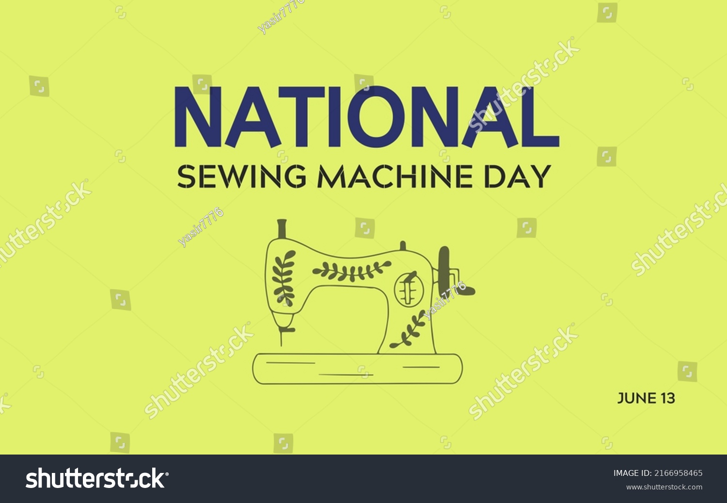 National Sewing Machine Day On June Stock Illustration 2166958465