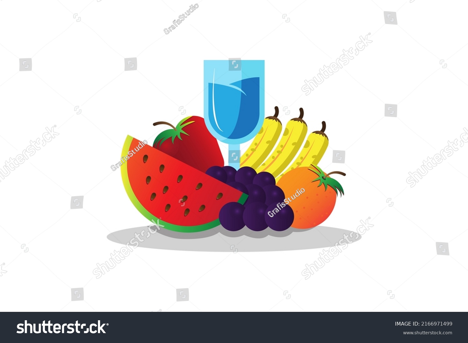 Vector Illustration Fresh Fruit Glass Water Stock Vector Royalty Free 2166971499 Shutterstock 0037