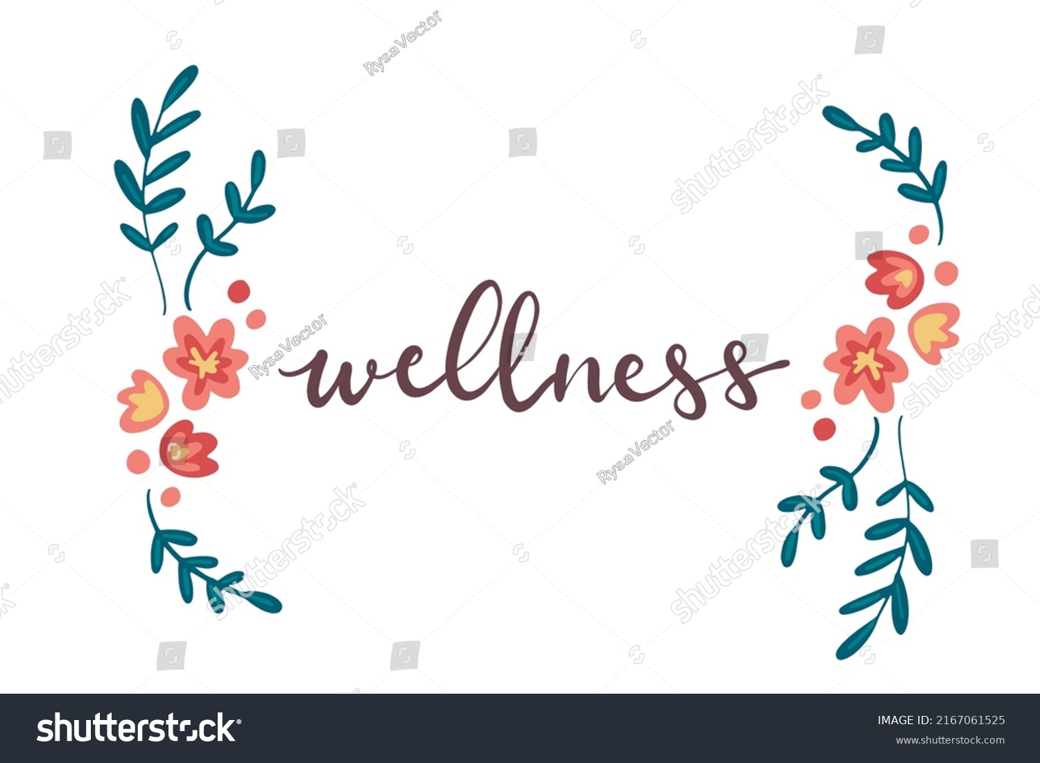 Wellness Handwritten Lettering Card Concept Vector Stock Vector ...