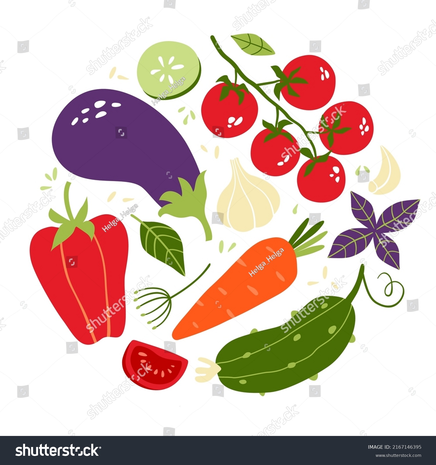 Composition Form Circle Seasonal Vegetables Can Stock Vector (Royalty ...