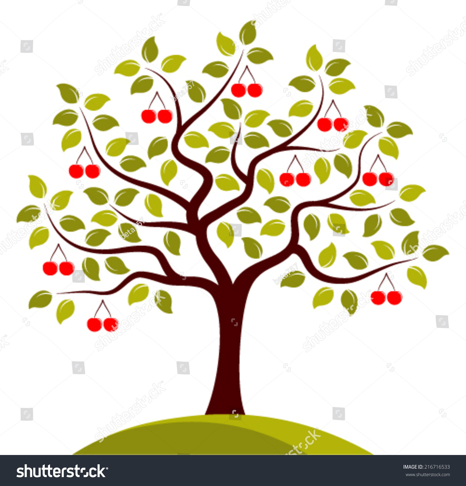 Vector Cherry Tree Isolated On White Stock Vector (Royalty Free ...