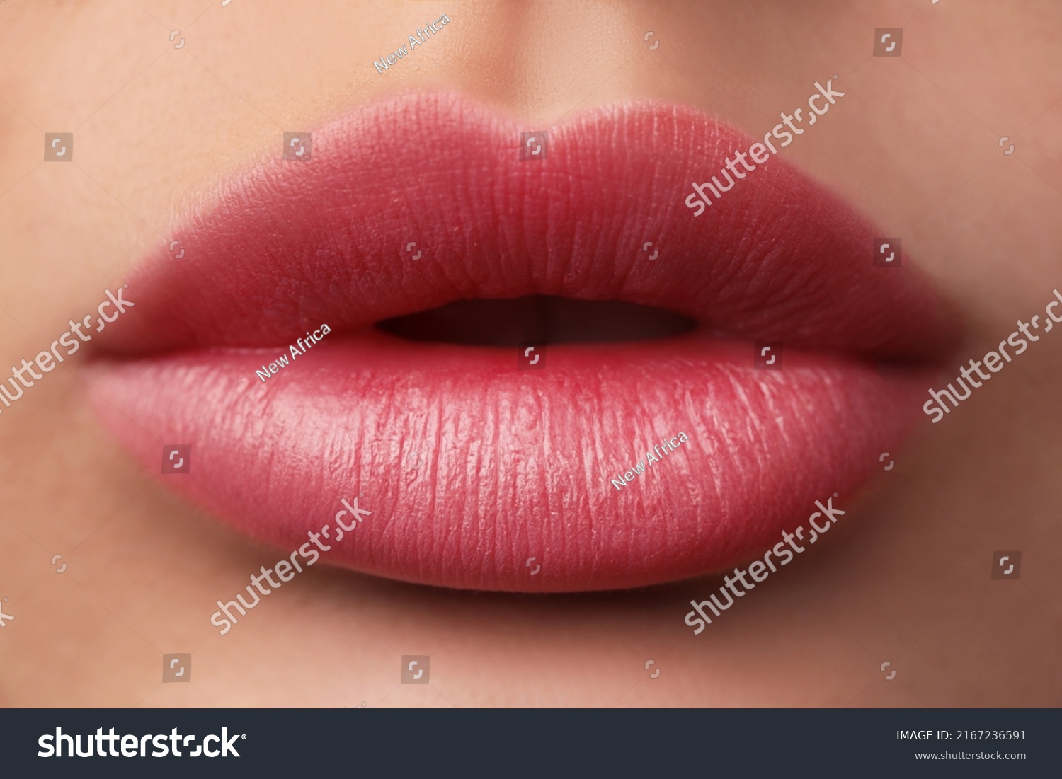 Woman Beautiful Perfect Lips After Permanent Stock Photo 2167236591 ...