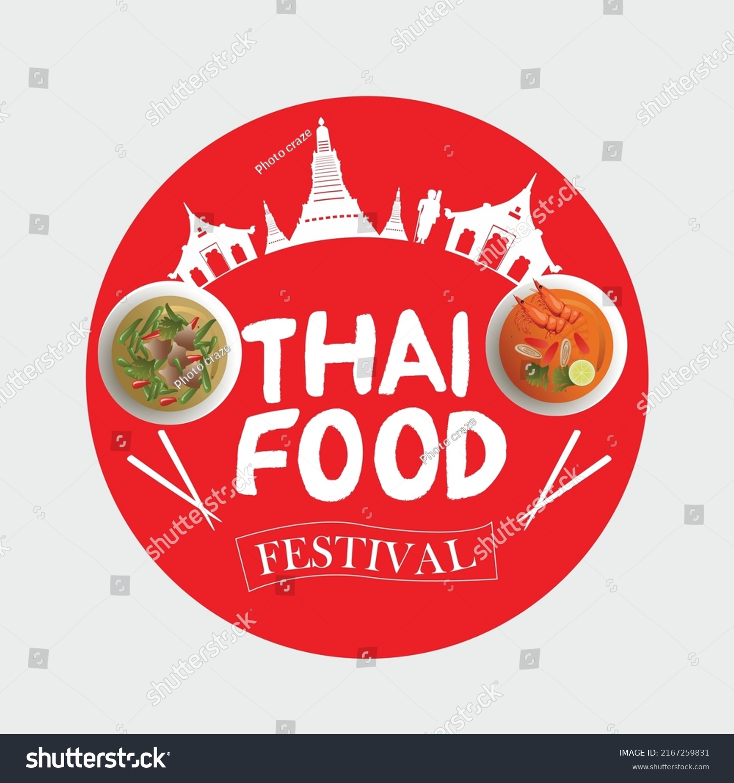 Thailand Food Festival Logo Vector Illustration Stock Vector (Royalty