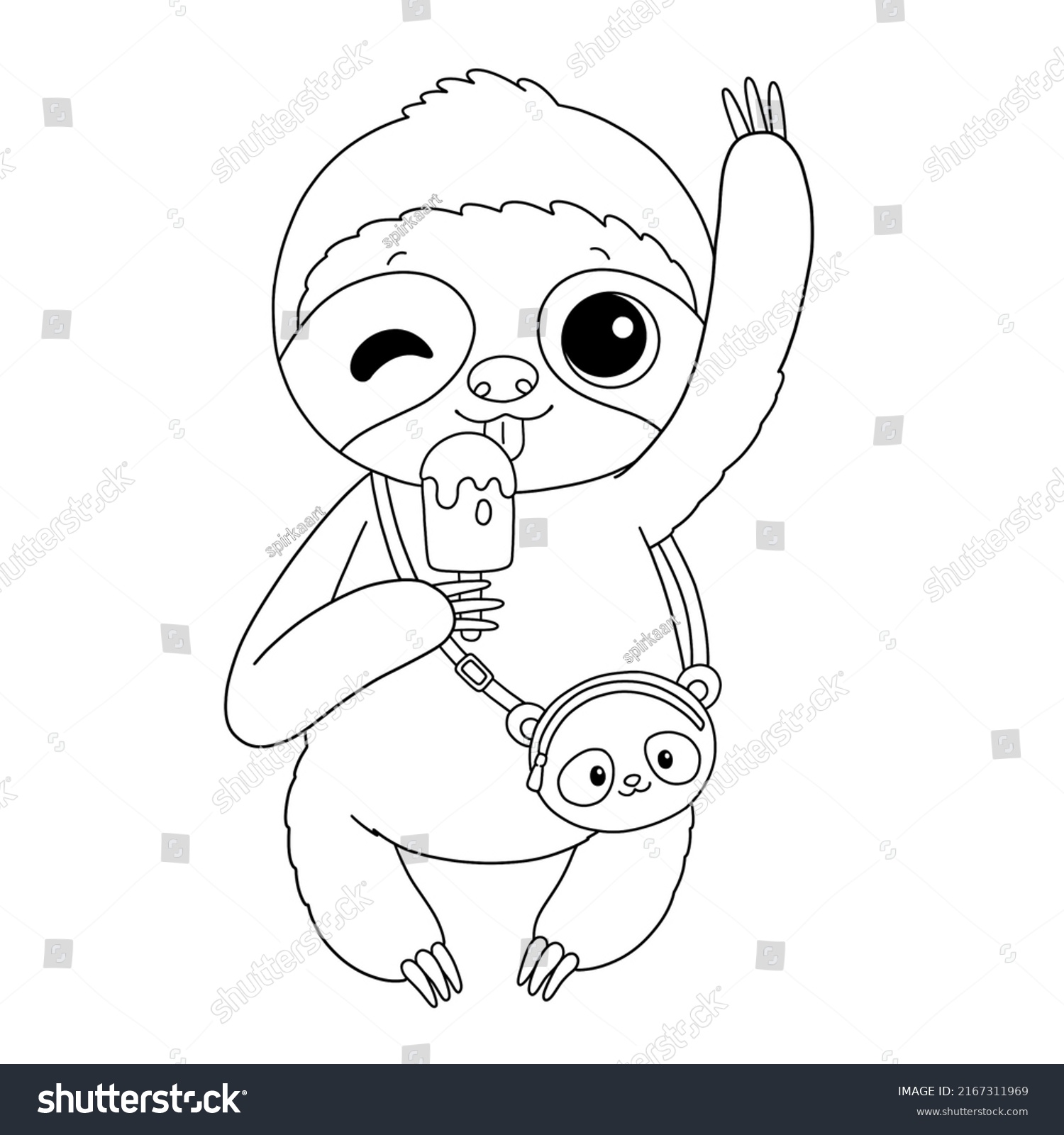 Cute Sloth Ice Cream Panda Bag Stock Illustration 2167311969 | Shutterstock