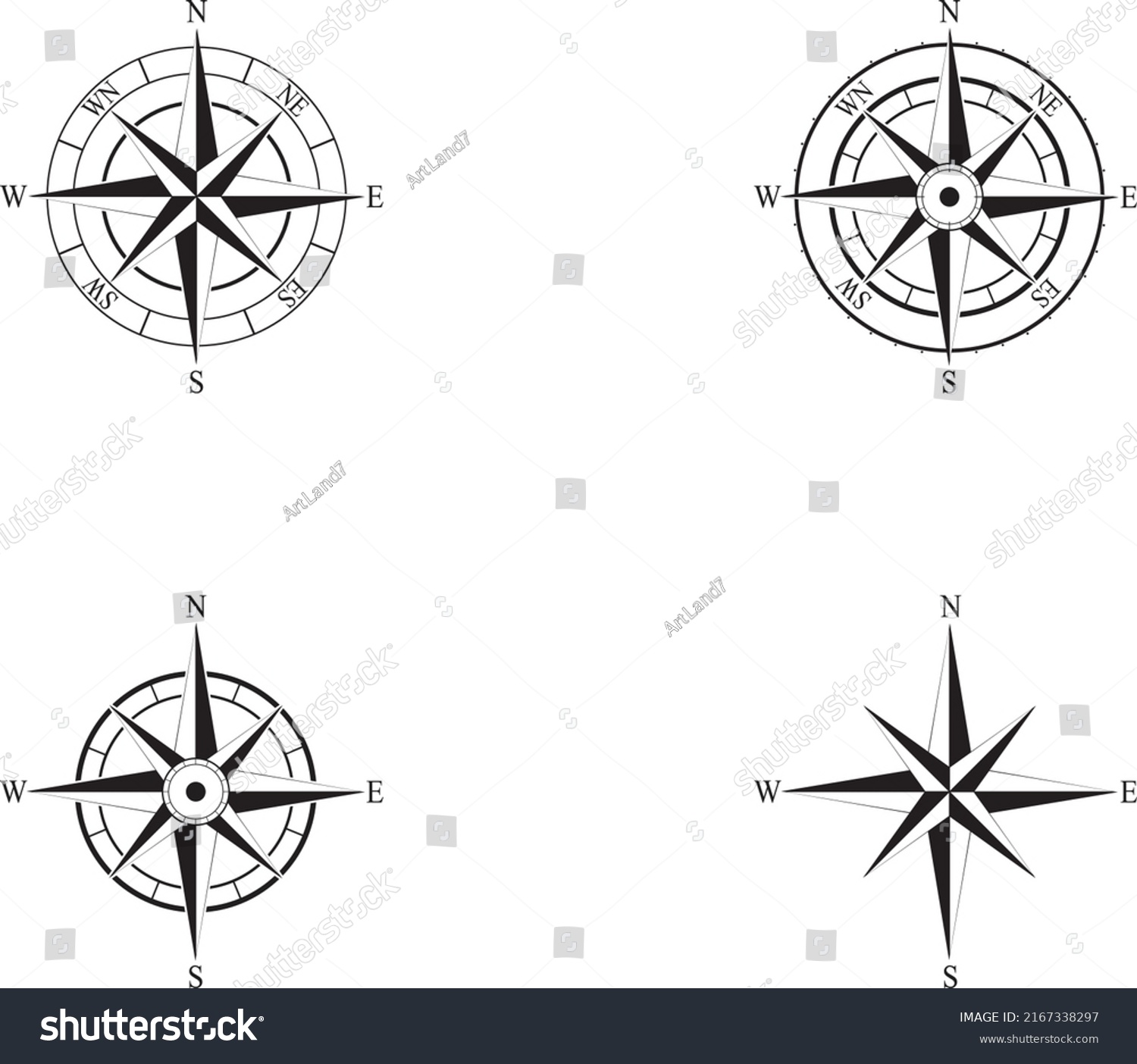 Compass Signs Symbols Logo Vector Stock Vector (Royalty Free ...