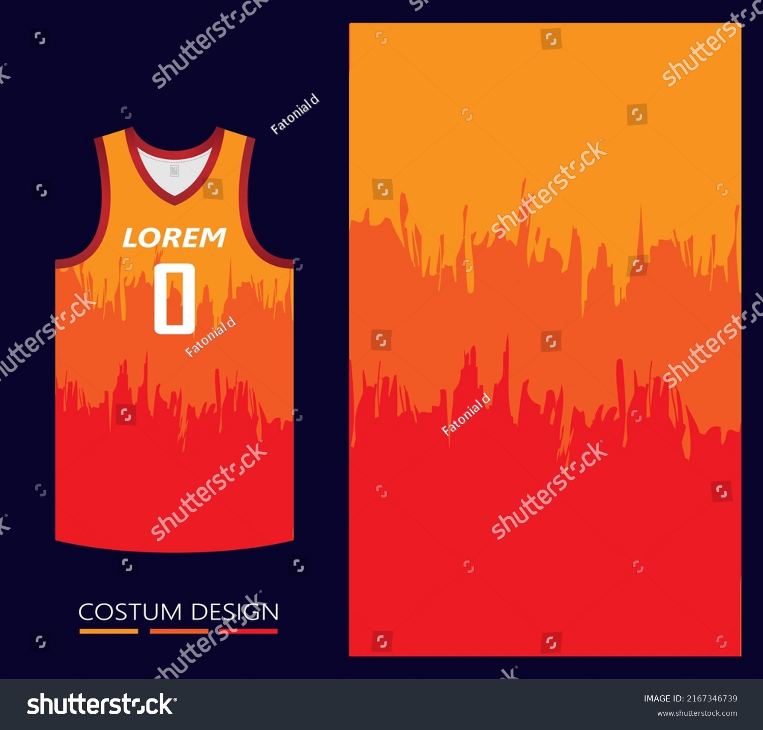 Basketball Jersey Pattern Design Template Orange Stock Vector Royalty Free 2167346739