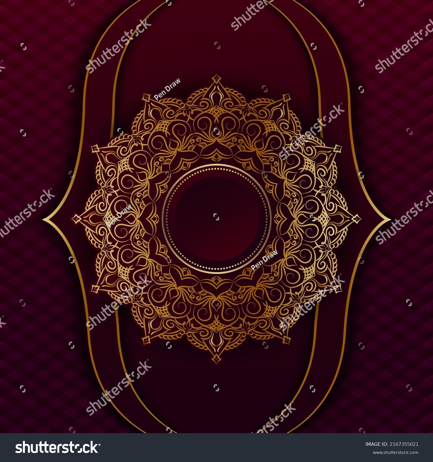 Mandala Background Maroon Gold Stock Vector (Royalty Free) 2167355021 ...