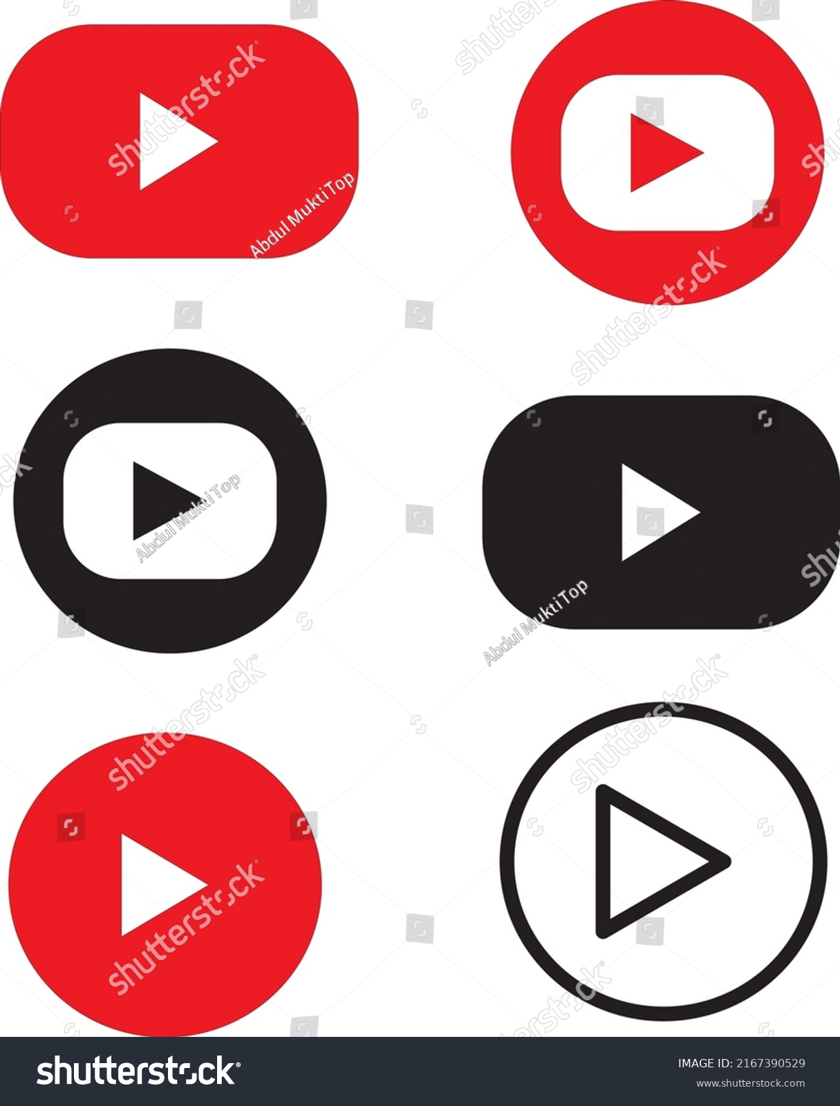 Icon Red Black Play Button Icon Stock Vector (Royalty Free) 2167390529 ...