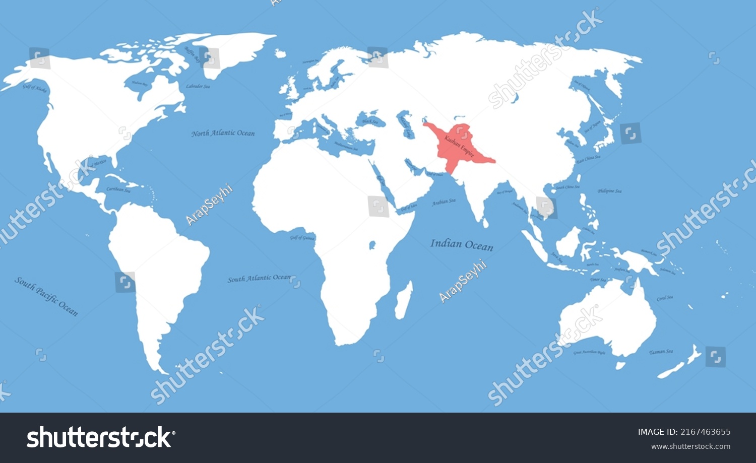 Kushan Empire Largest Borders Map On Stock Vector (Royalty Free ...