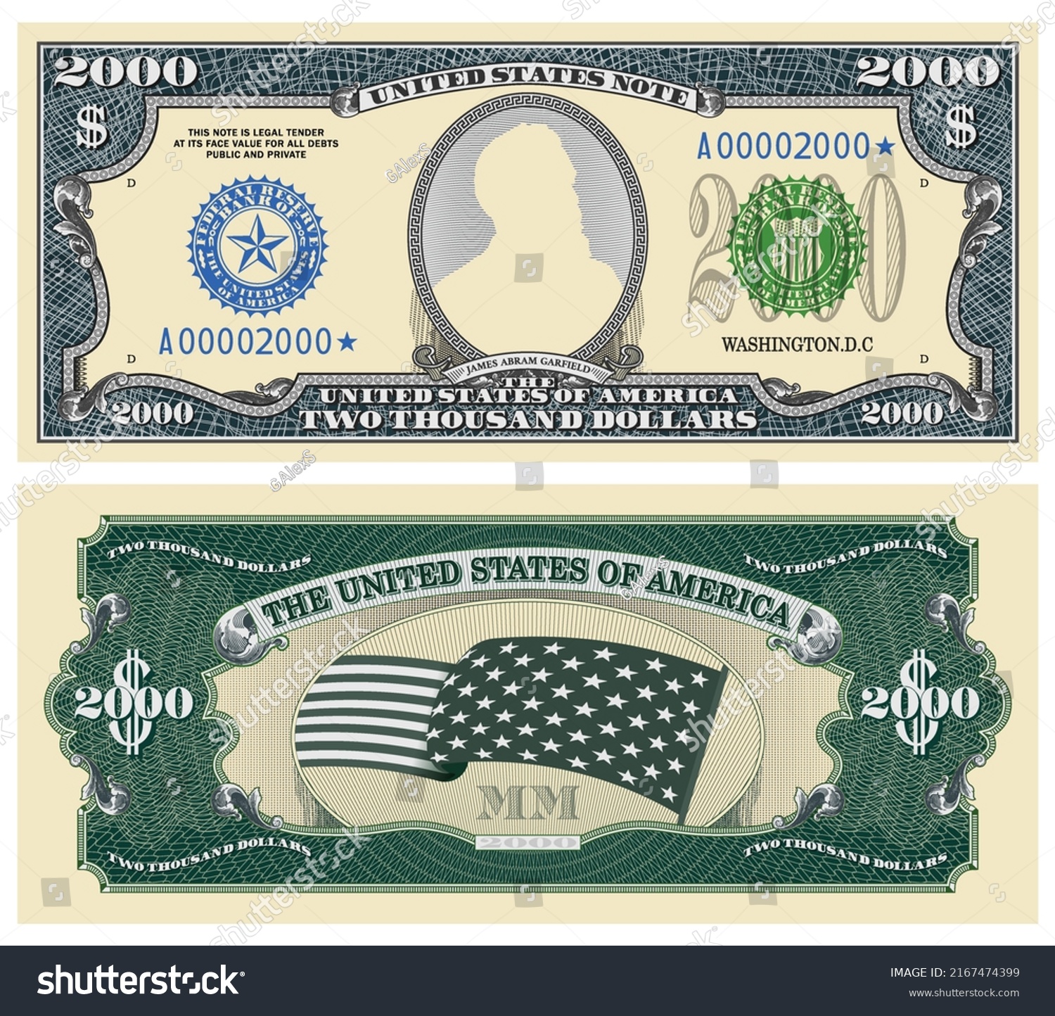 Fictional Template Obverse Reverse Us Paper Stock Vector (Royalty Free ...