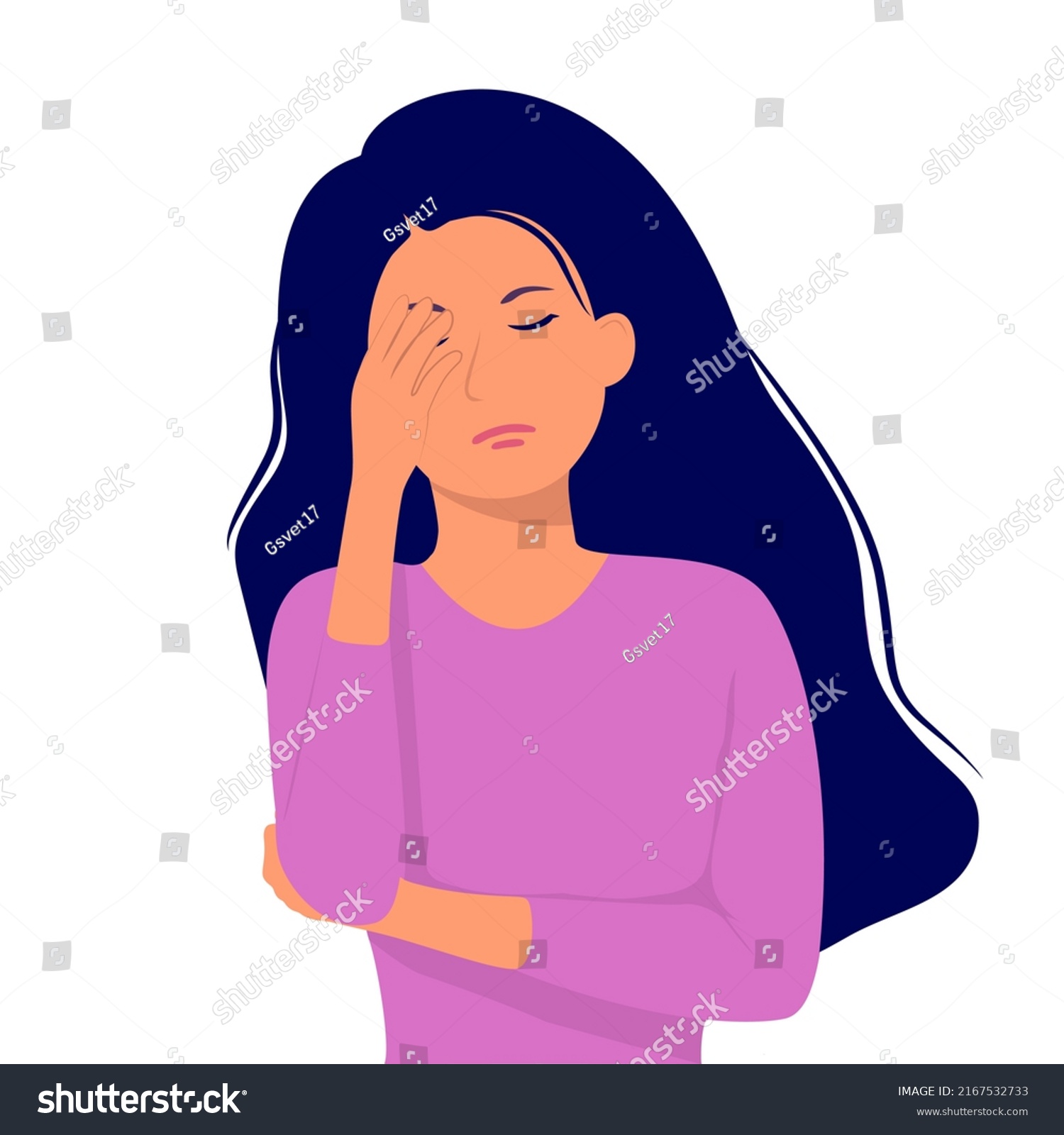 Woman Suffering Depression Vector Cartoon Illustration Stock Vector ...